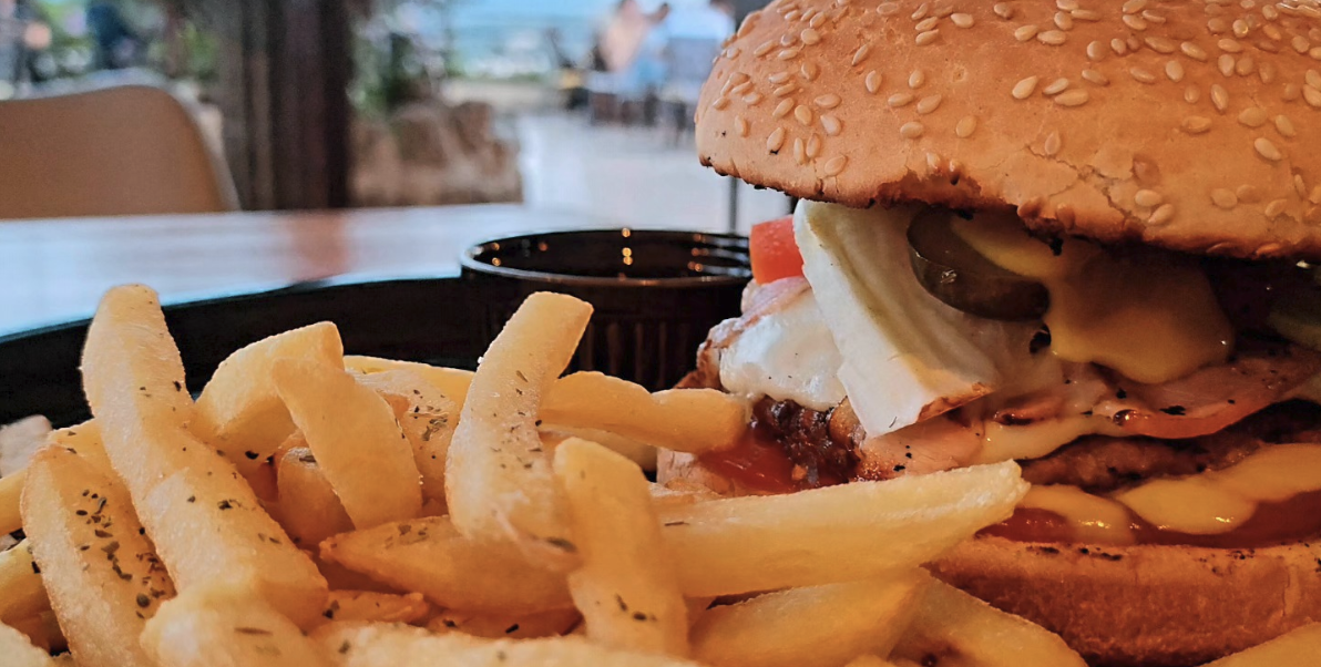 Home made burgers with french fries